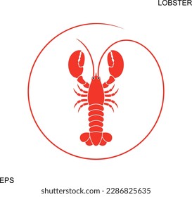 Red lobster logo. Isolated lobster on white background