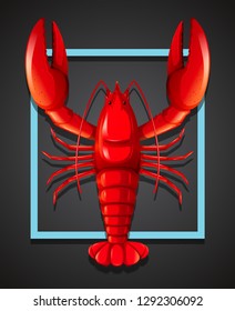 A red lobster on black template illustration