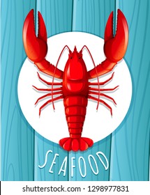 A red lobster on the plate illustration Arkistovektorikuva