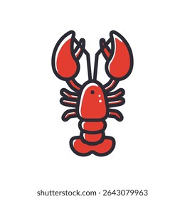 Red lobster presents stylized illustration isolated background