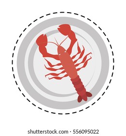 red lobster sealife top view on dish vector illustration eps 10