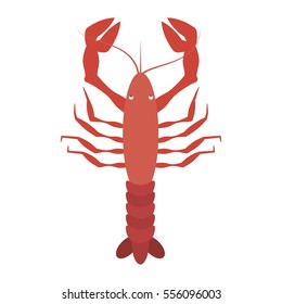 red lobster sealife top view vector illustration eps 10