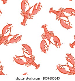 Red lobster seamless pattern.