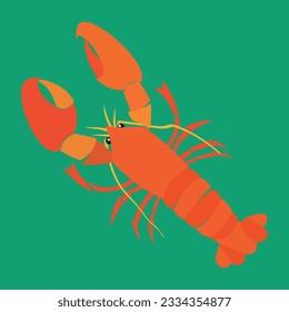 Red lobster, underwater concept. Modern flat vector illustration.