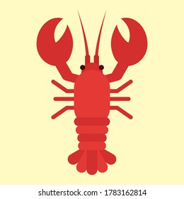 Red lobster vector flat design illustration