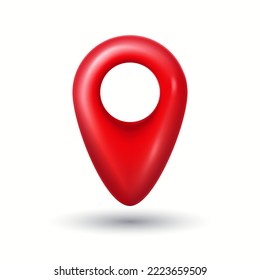 Red location icon. 3d map pointer. shiny red realistic design isolated on a white background