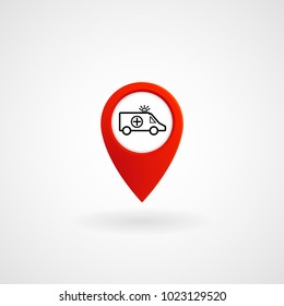 Red Location Icon for Ambulance, Vector, Illustration, Eps File