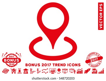 Red Location icon with bonus 2017 year trend images. Vector illustration style is flat iconic symbols, white background.