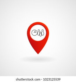 Red Location Icon for Bowling, Vector, Illustration, Eps File