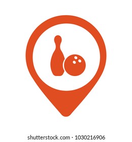 Red Location Icon for Bowling, Vector, Illustration, Eps File