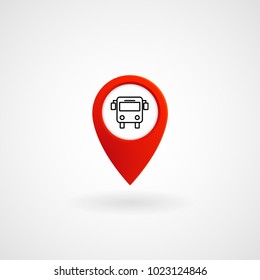 Red Location Icon for Bus Stop, Vector, Illustration, Eps File