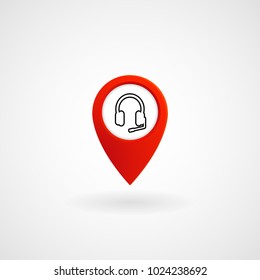 Red Location Icon for Call Center, Vector, Illustration, Eps File