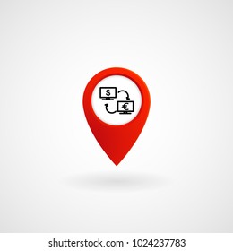 Red Location Icon for Currency Exchange, Vector, Illustration, Eps File