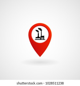 Red Location Icon for Factory, Vector, Illustration, Eps File