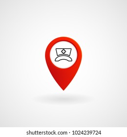 Red Location Icon for Hospital, Vector, Illustration, Eps File