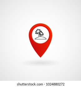 Red Location Icon for Island, Vector, Illustration, Eps File