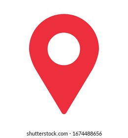 Red location icon. Map pointer.  Flat style trend modern brand graphic design on white background. Vector illustration.