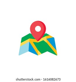Red Location icon on the map. Vector icon.