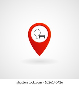 Red Location Icon for Park, Vector, Illustration, Eps File