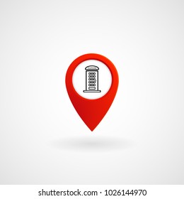 Red Location Icon for Phone Box, Vector, Illustration, Eps File