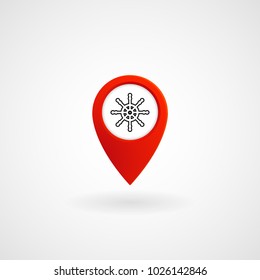Red Location Icon for Port, Vector, Illustration, Eps File