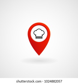 Red Location Icon for Restaurant, Vector, Illustration, Eps File