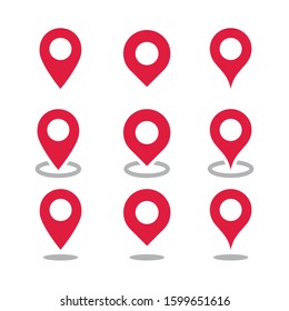 Red location icon set design vector template