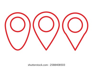 red location icon set. Flat icon set of location and map pins. Map pin place marker. Location pointer icon symbol in flat style. Position symbol. Point illustration sign collection. red map pin icon.