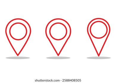 red location icon set. Flat icon set of location and map pins. Map pin place marker. Location pointer icon symbol in flat style. Position symbol. Point illustration sign collection. red map pin icon.