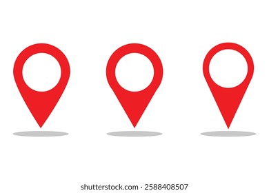 red location icon set. Flat icon set of location and map pins. Map pin place marker. Location pointer icon symbol in flat style. Position symbol. Point illustration sign collection. red map pin icon.