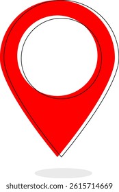 Red location icon set. tapered bottom shape used in map apps. Map pin place marker.  Position symbol. Point sign collection