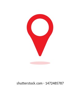 The red location icon is shown on a white background. Vector illustration