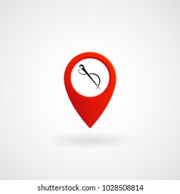Red Location Icon for Tailor, Vector, Illustration, Eps File