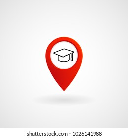 Red Location Icon for University, Vector, Illustration, Eps File