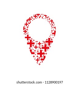 red location indicator on white background