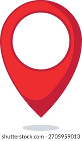 rotes Ortstafelsymbol, Navigationszeiger, flaches Vektorsymbol