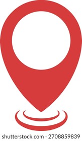 Rotes Ortstafel-Symbol mit Signal-Ripple-Effekt-Vektor