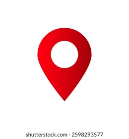Red location marker icon in vector design, featuring a white circle at the center of the marker.