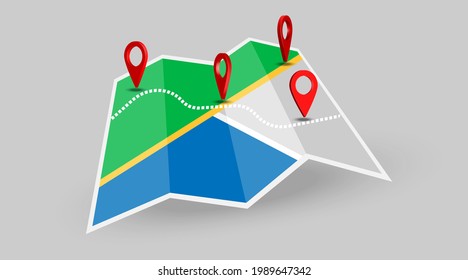 Ubicación roja en un mapa.Icono de puntero, pin, marcador.