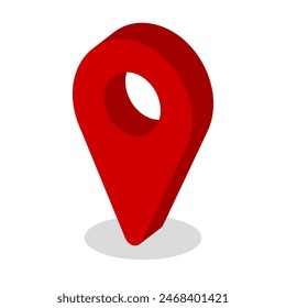 Red Location Pin 3D Vector icon for Map, Graphic elements for GPS direction, Social media Ads and Banner, illustration, Sign, Symbol to mark on place.