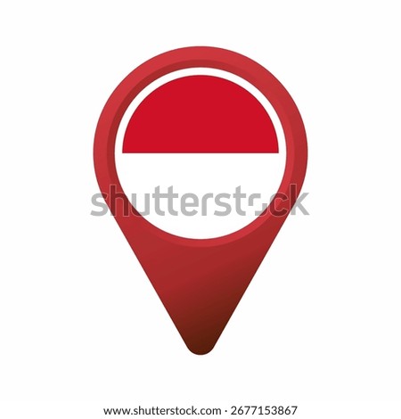 Red location pin containing Indonesia flag flat illustration
