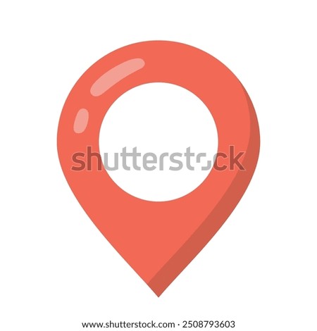 Red location pin flat icon vector illustration, isolated on white background