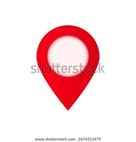 Red location pin icon with blank center, often used for maps and gps navigation visual markers.