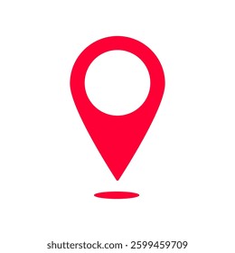 Red location pin icon with a circular center commonly used for maps or gps navigation purposes.