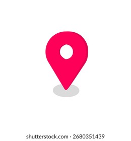 red location pin icon. Concept of map marker, navigation, GPS, destination, geolocation, travel, direction, and online map services.