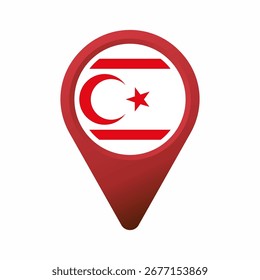 Red location pin icon displaying the Northern Cyprus flag flat illustration