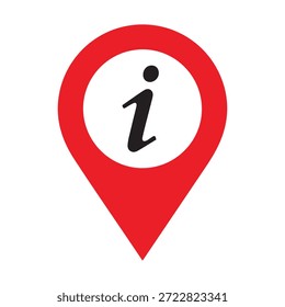 Red location pin icon featuring information symbol for navigation Victor