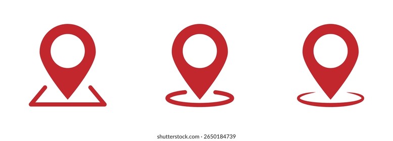red location pin icon . map pointers, pin, marker, navigation, GPS, position, pointer, icon . vector illustration .