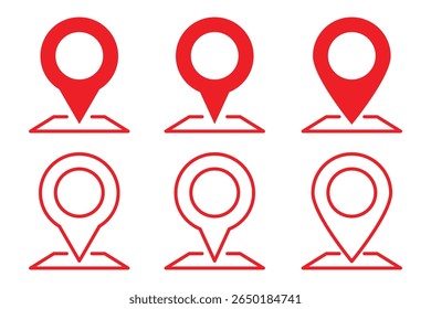 red location pin icon . map pointers, pin, marker, navigation, GPS, position, pointer, icon . vector illustration .