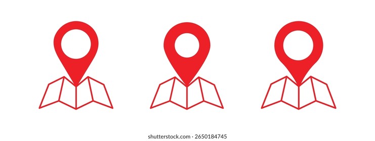 red location pin icon . map pointers, pin, marker, navigation, GPS, position, pointer, icon . vector illustration .
